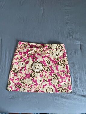 J Crew Floral Pink A-Line Mini Skirt